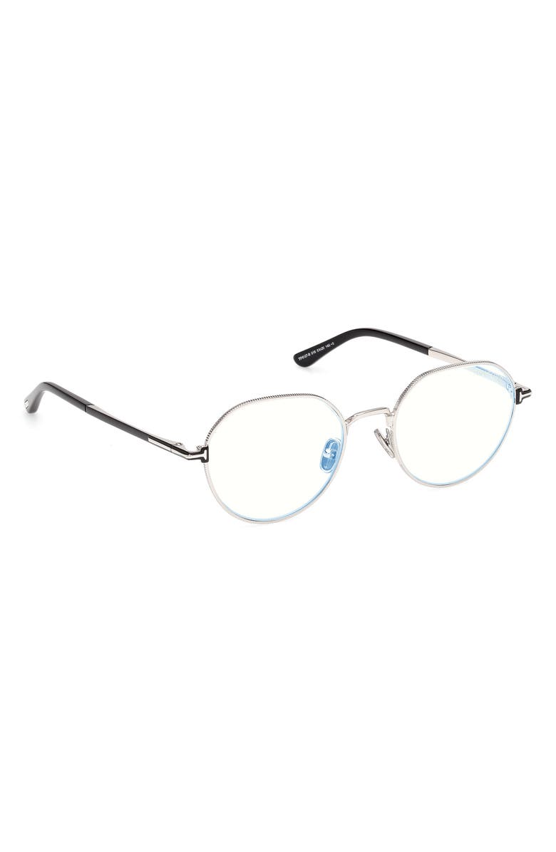 TOM FORD 51mm Round Optical Glasses, Alternate, color, Shiny Palladium / Shiny Black