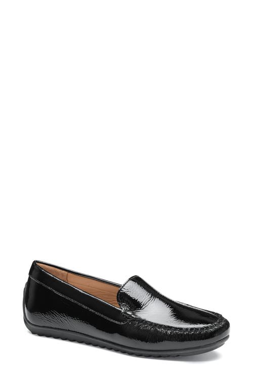 Johnston & Murphy Melanie Venetian Loafer In Black Crinkled Patent Leather
