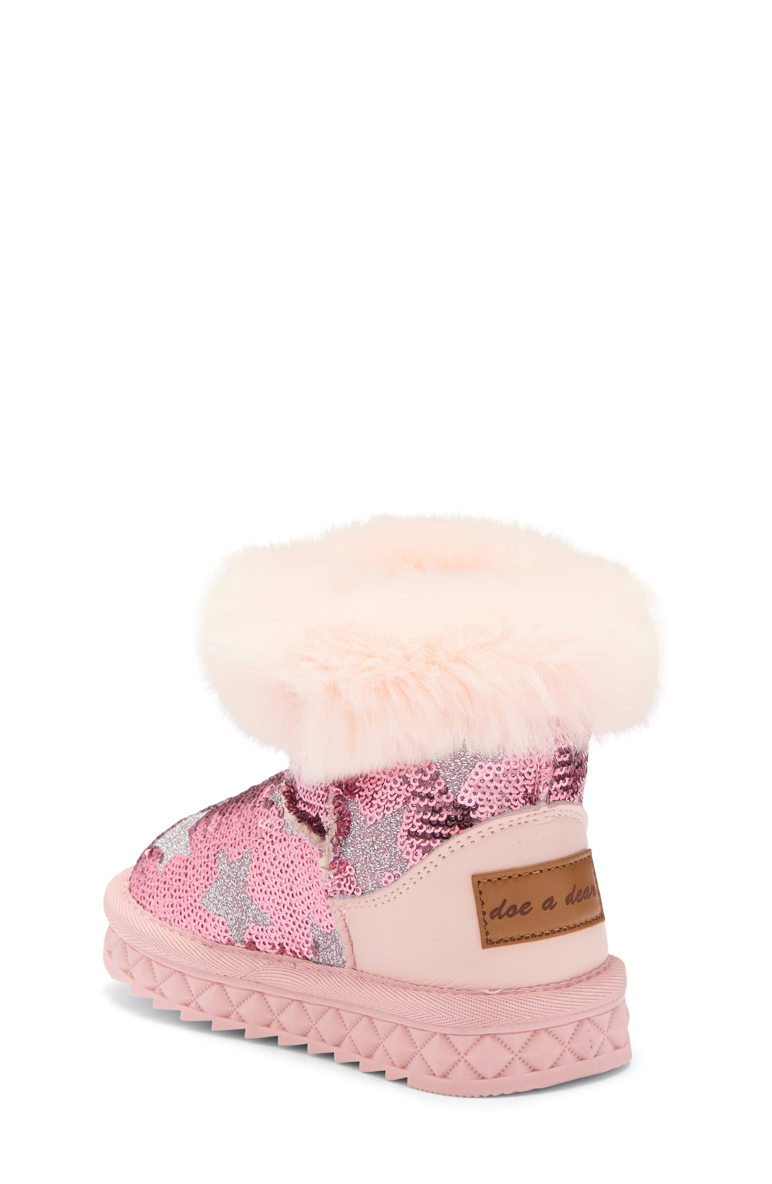 Doe A Dear Kids' Sequin Star Faux Fur Lined Boot | Nordstromrack
