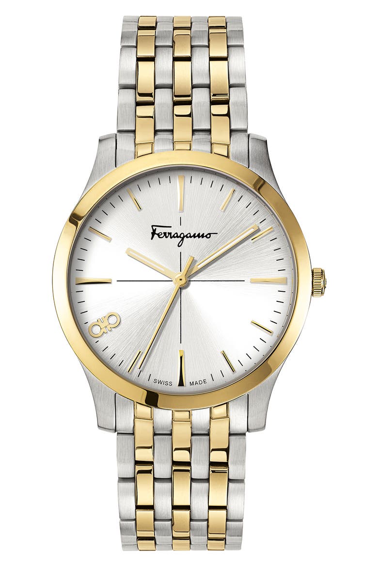 Salvatore Ferragamo Women's Slim Formal Stainless Steel Bracelet Watch, 35mm x 7.5mm, Main, color, TWO TONE