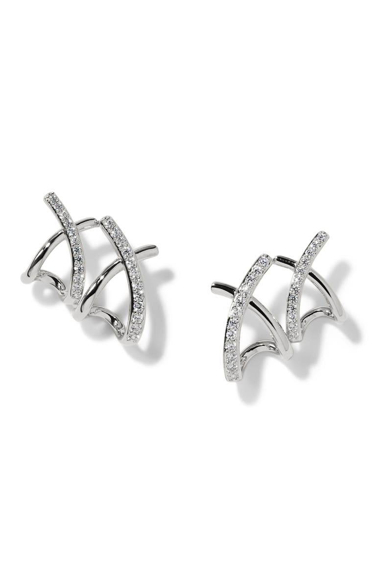 The Perfect Gift Double Cage Stud Earrings, Main, color, RHODIUM