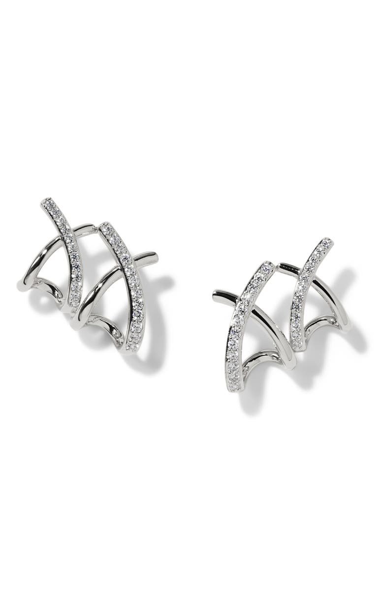 Nadri The Perfect Gift Double Cage Stud Earrings, Main, color, Rhodium