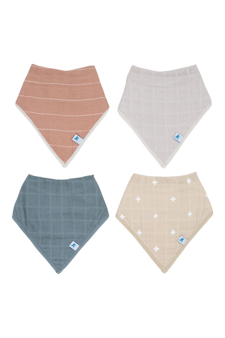 4-Pack Fleece & Cotton Muslin Bandana Bib, Main, color, MAUVE STRIPE