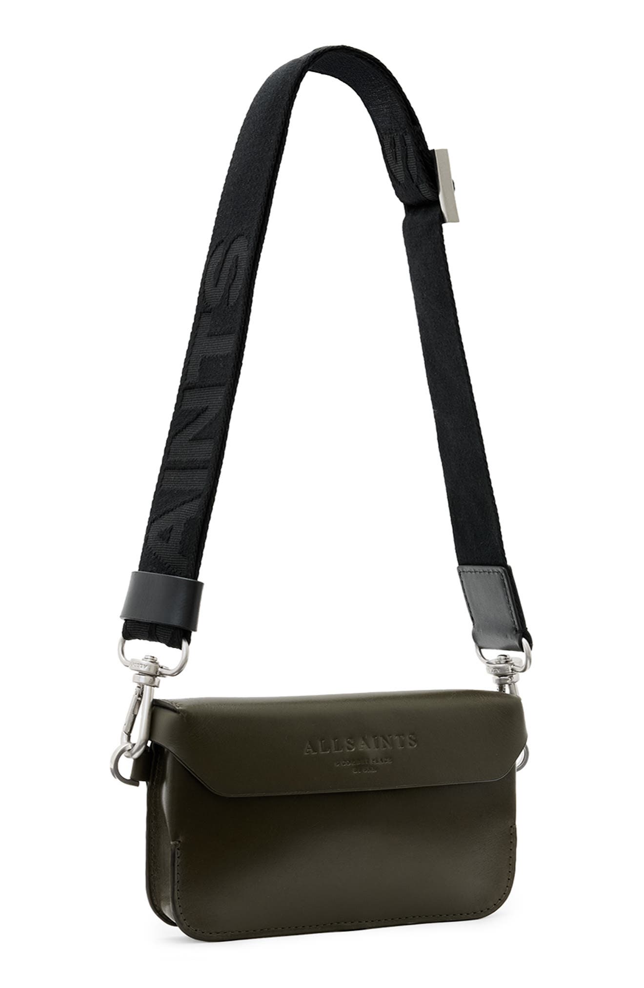 AllSaints Zoe Leather Crossbody Bag, Alternate, color, Military Green