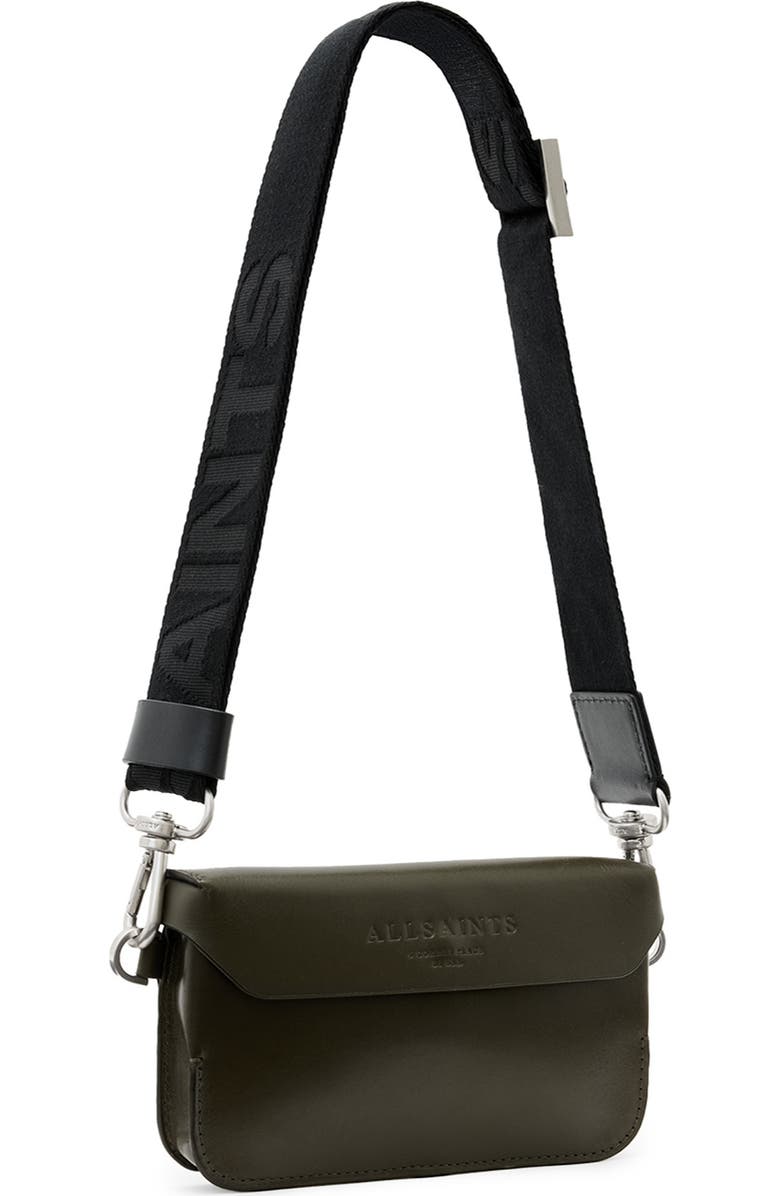 AllSaints Zoe Leather Crossbody Bag, Alternate, color, Military Green