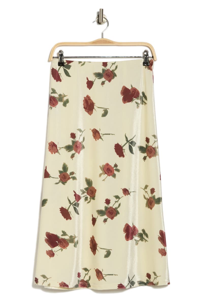 Adonia Floral Bias Satin Skirt, Alternate, color, CREAM MAROON