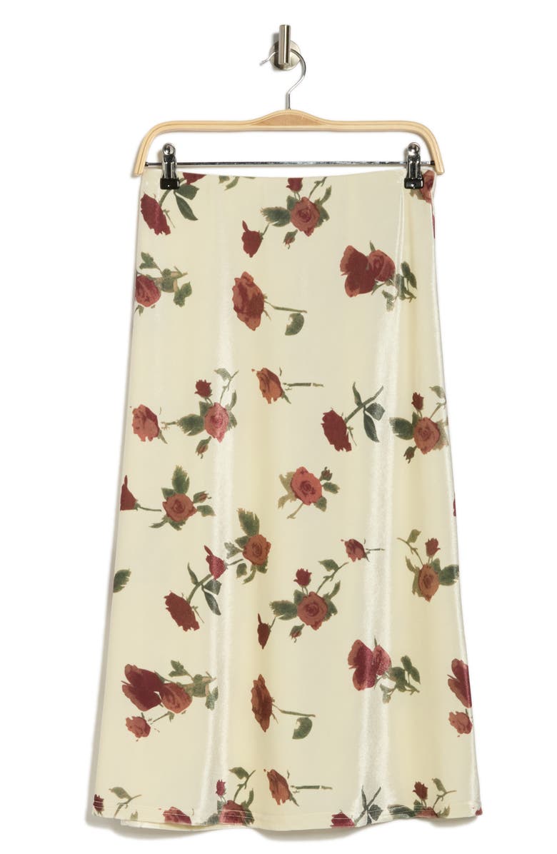 Lucy Paris Adonia Floral Bias Satin Skirt, Alternate, color, Cream Maroon