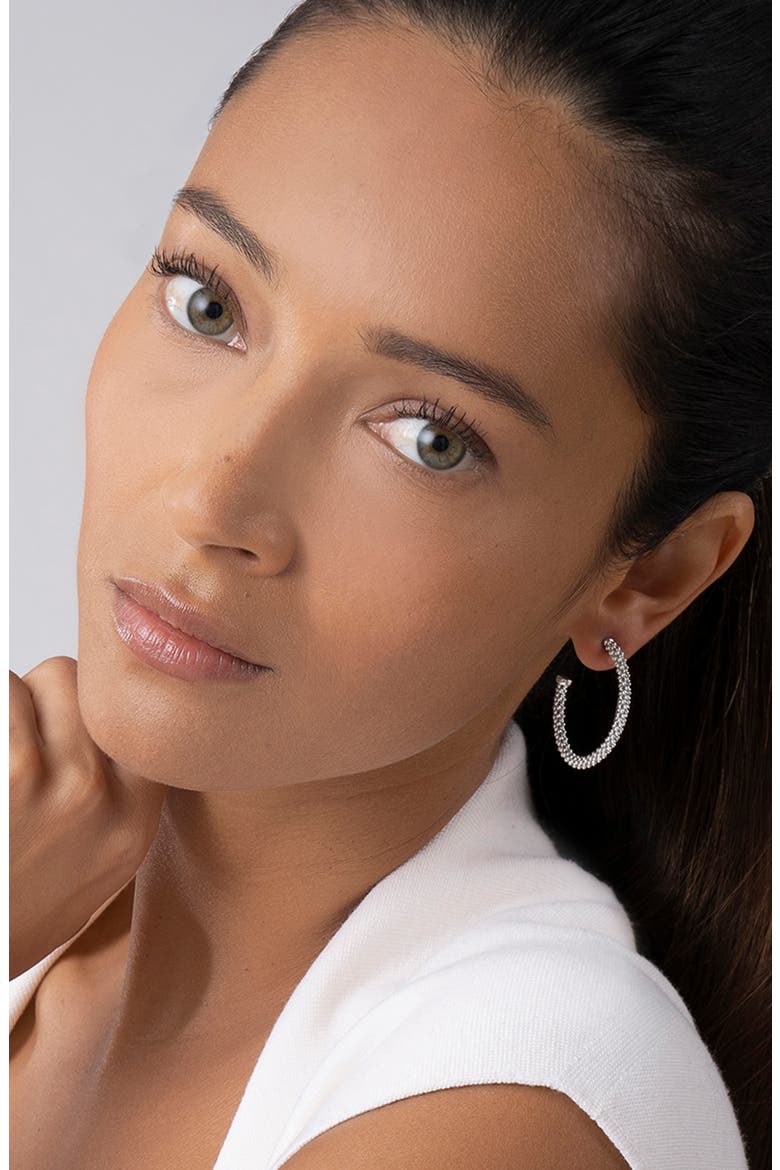 Caviar Hoop Earrings, Alternate, color, SILVER