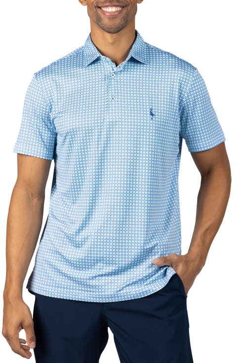 Micro Clover Print Performance Polo