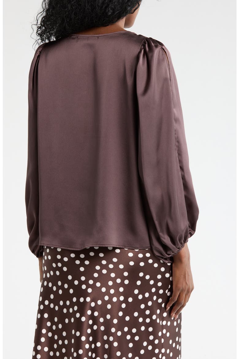 Cutout Long Sleeve Satin Top, Alternate, color, BROWN