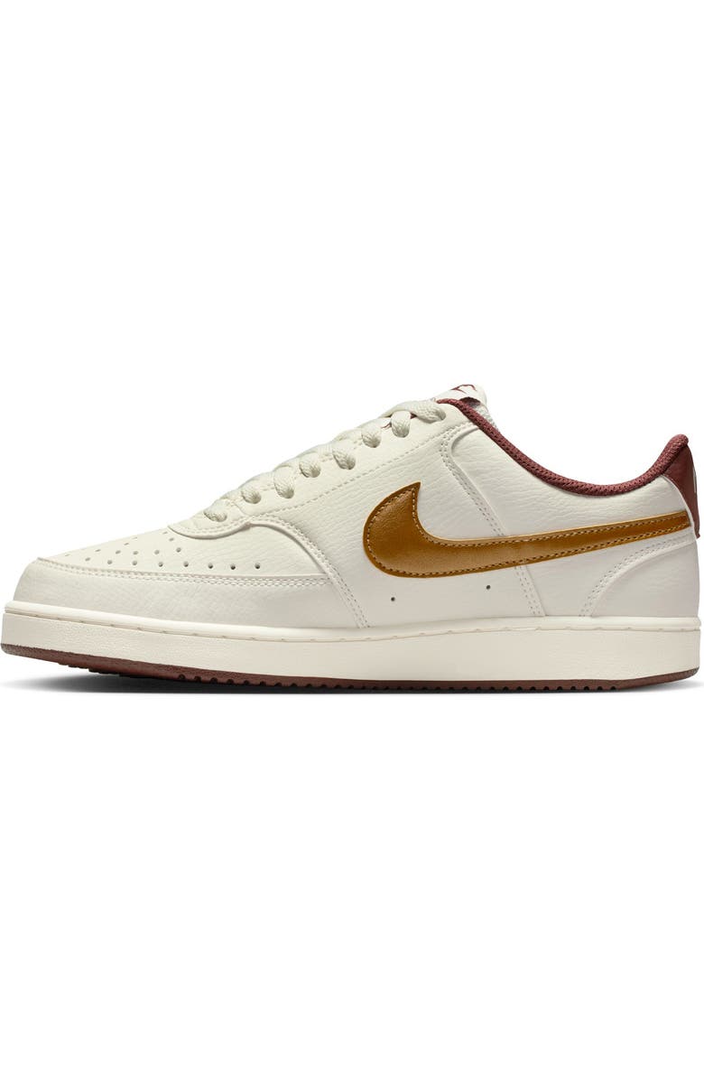 Nike Court Vision Low Sneaker, Alternate, color, Sail/ Metallic Gold-Red