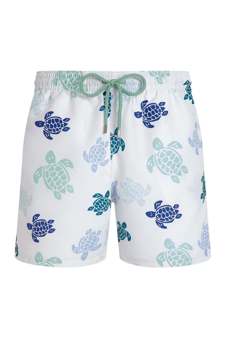 Men Swim Shorts Tortues Multicolores, Main, color, White