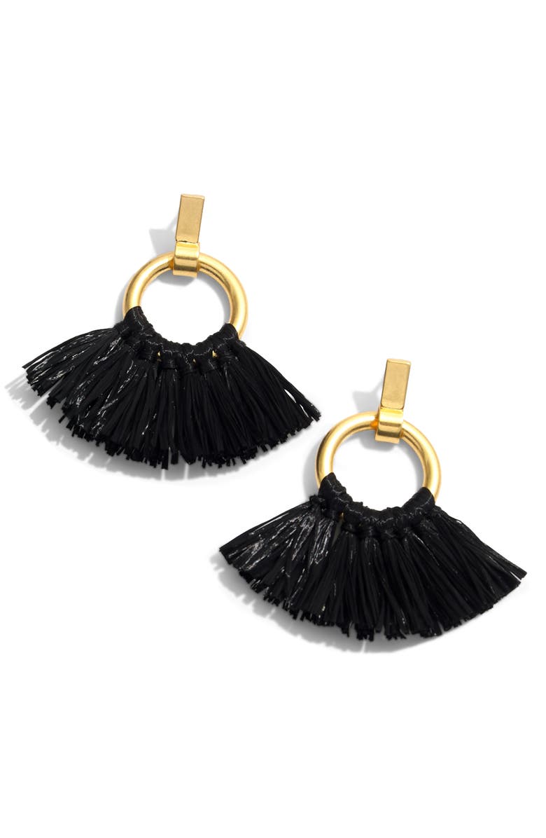 Madewell Raffia Tassel Hoop Earrings, Main, color,