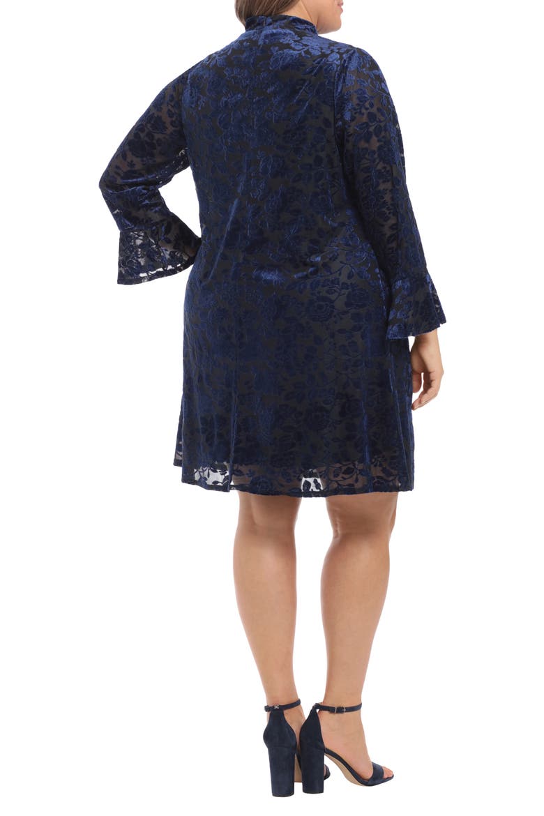 Bell Sleeve Mock Neck Dress, Alternate, color, BLACK/ NAVY