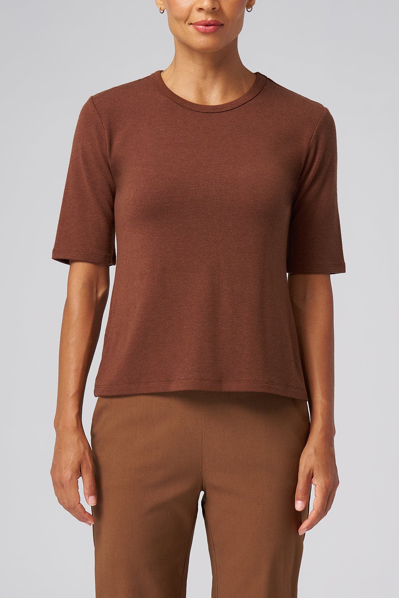 Structured Knit Elbow Sleeve Tee - image 5