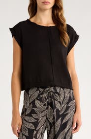 Elan Bali Fray Edge Cotton Cover-Up Crop Top