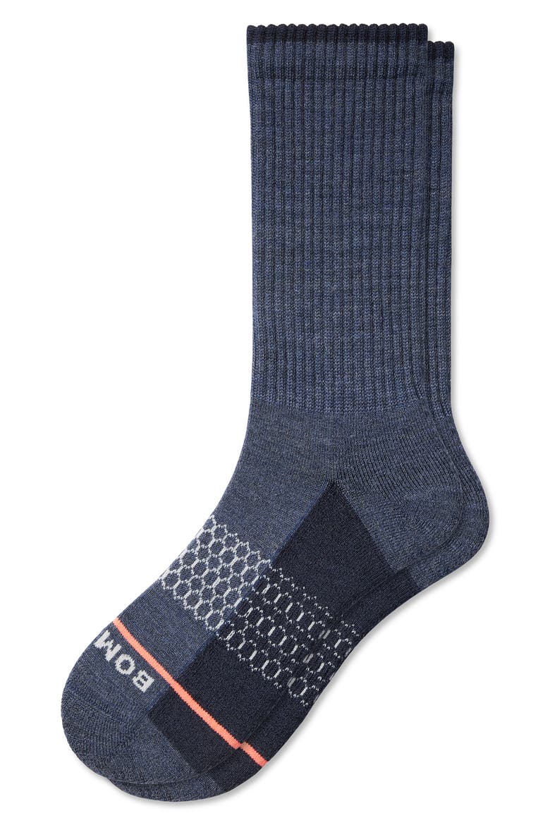 Heathered Colorblock Merino Wool Blend Calf Socks, Main, color, BLUE AGATE