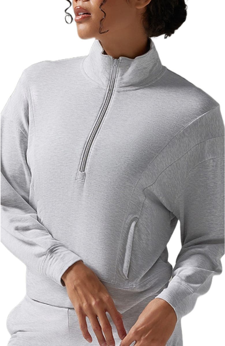Tavi 3/4 Zip Cozy Fleece Pullover, Alternate, color, Ash