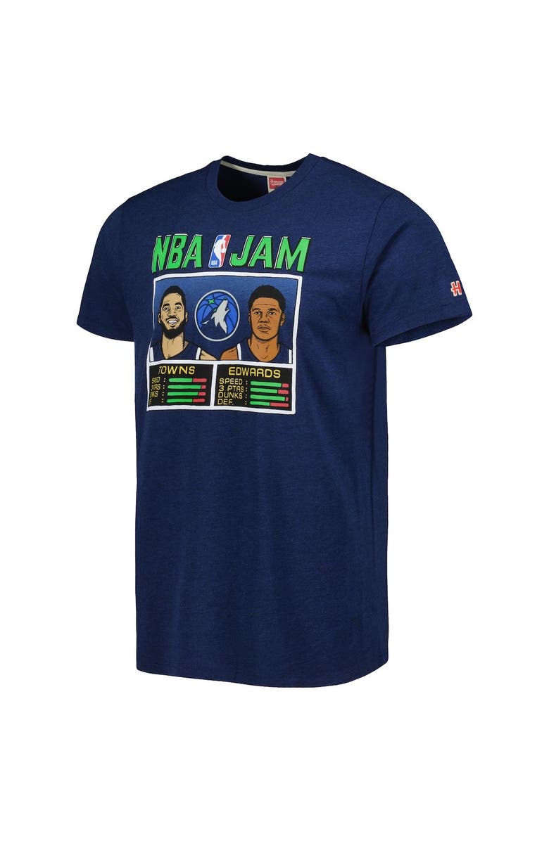 Homage Men's Homage Karl-Anthony Towns & Anthony Edwards Navy Minnesota Timberwolves NBA Jam Tri-Blend T-Shirt, Alternate, color, 