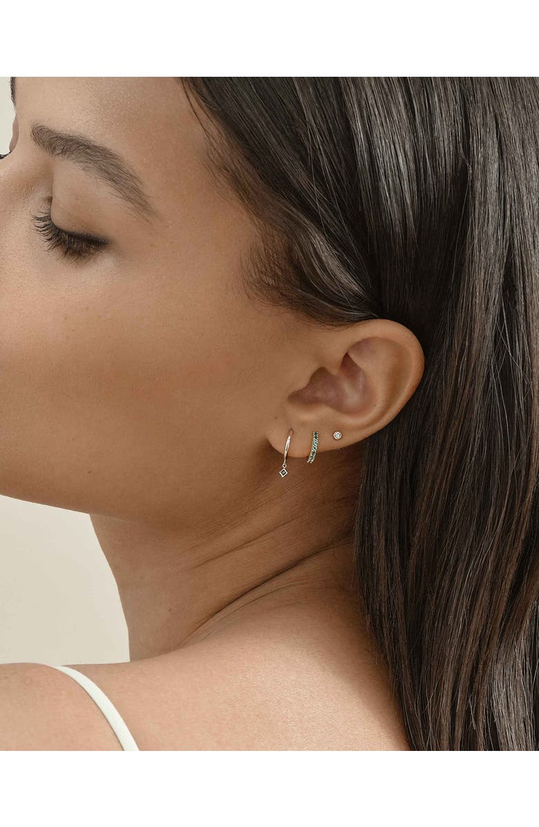 Edge of Ember Emerald Pave Huggie Earrings, Alternate, color, Emerald