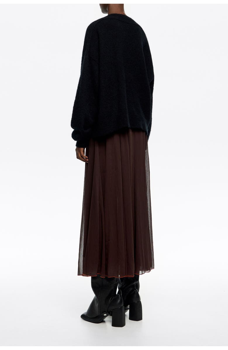 Bimba y Lola Flared Midi Skirt, Alternate, color, Dark Brown