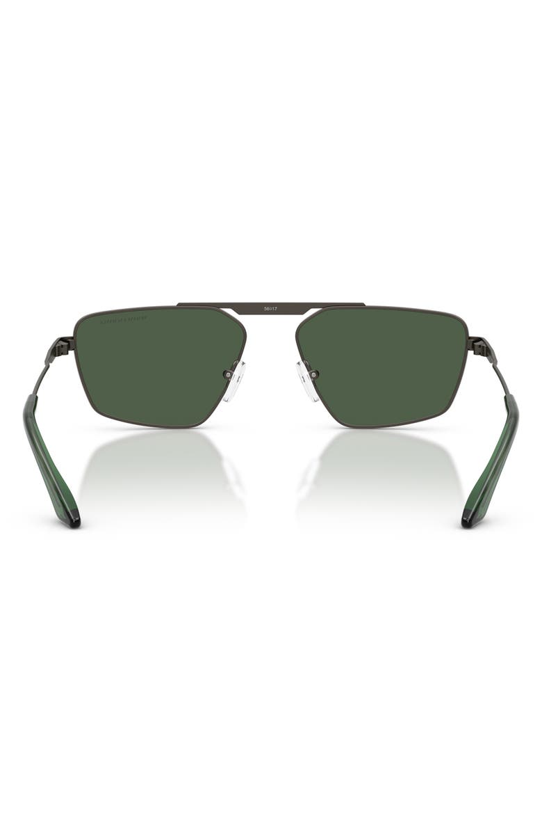 Armani Exchange 56mm Aviator Sunglasses, Alternate, color, Matte Grey / Dark Green