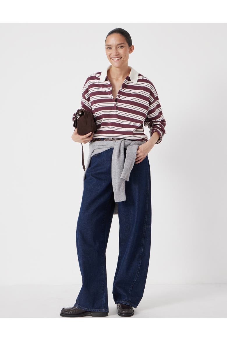 Cotton Striped Polo Top, Alternate, color, Brown Stripe