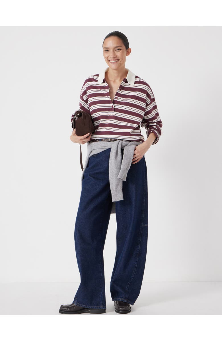 Hush Cotton Striped Polo Top, Alternate, color, Brown Stripe