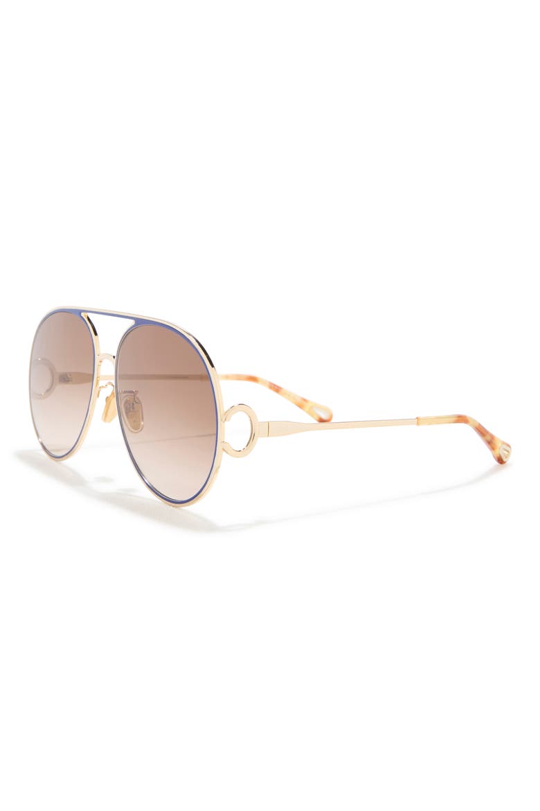 61mm Polarized Gradient Aviator Sunglasses, Alternate, color, GOLD GOLD BROWN