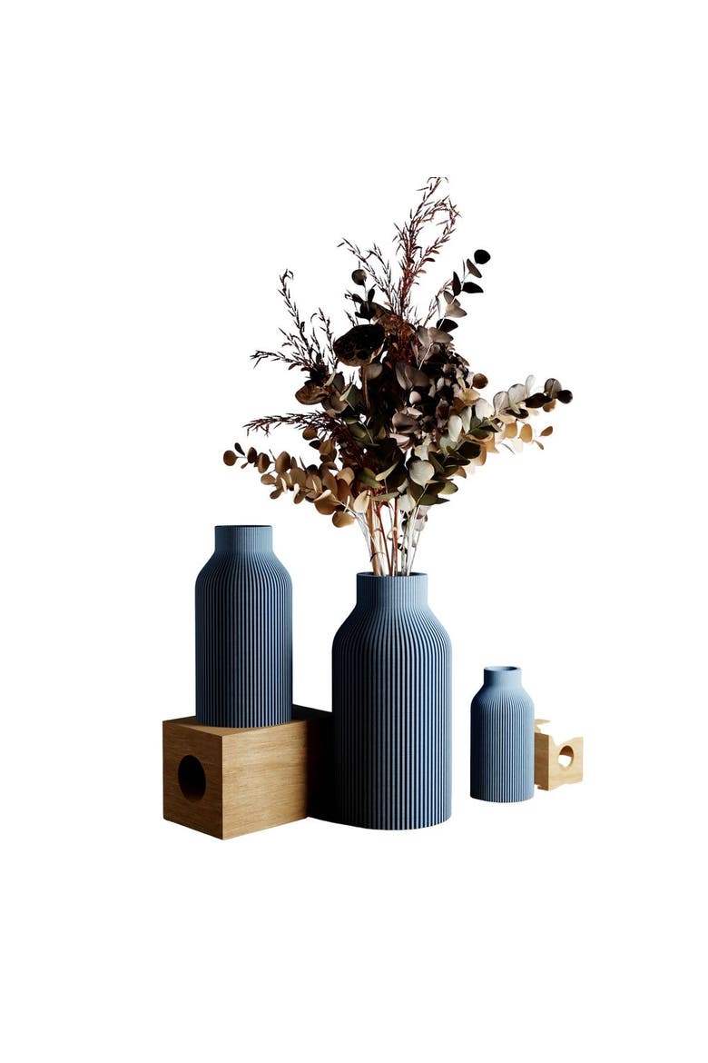 Bottle Vase - With Waterproof Insert, Main, color, Muted Blue - 8"