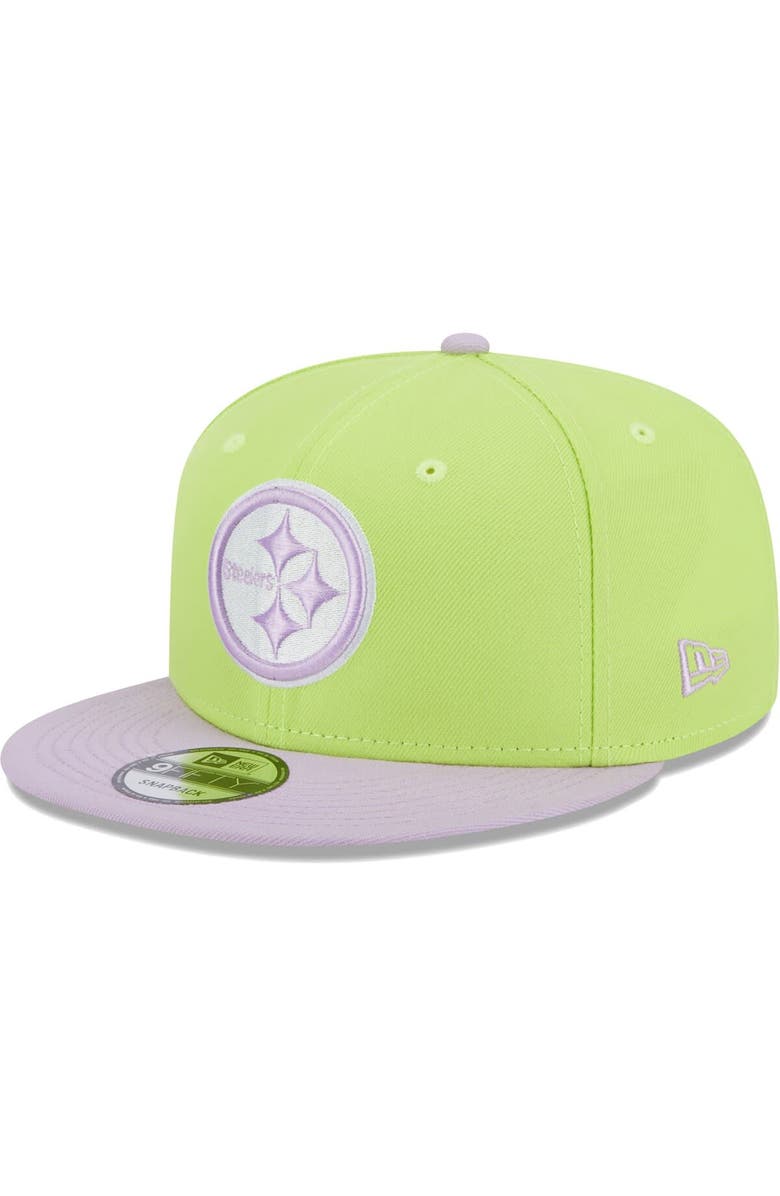 New Era Men's New Era Neon Green/Lavender Pittsburgh Steelers Two-Tone Color Pack 9FIFTY Snapback Hat, Main, color, 
