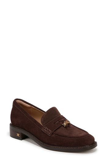 Sam Edelman Denise Tassel Penny Loafer Cafe Noir Brown Suede