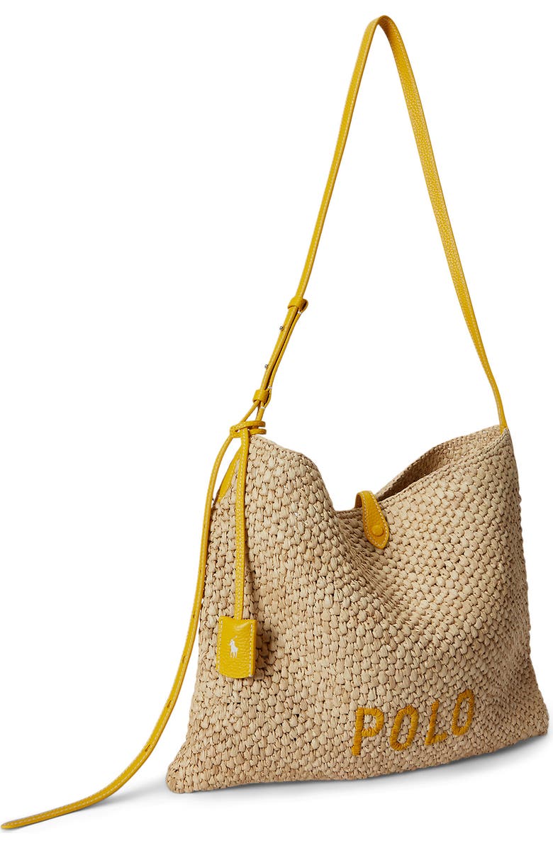 Polo Ralph Lauren Polo Play Raffia Messenger Bag, Alternate, color, Natural/ Canary Yellow