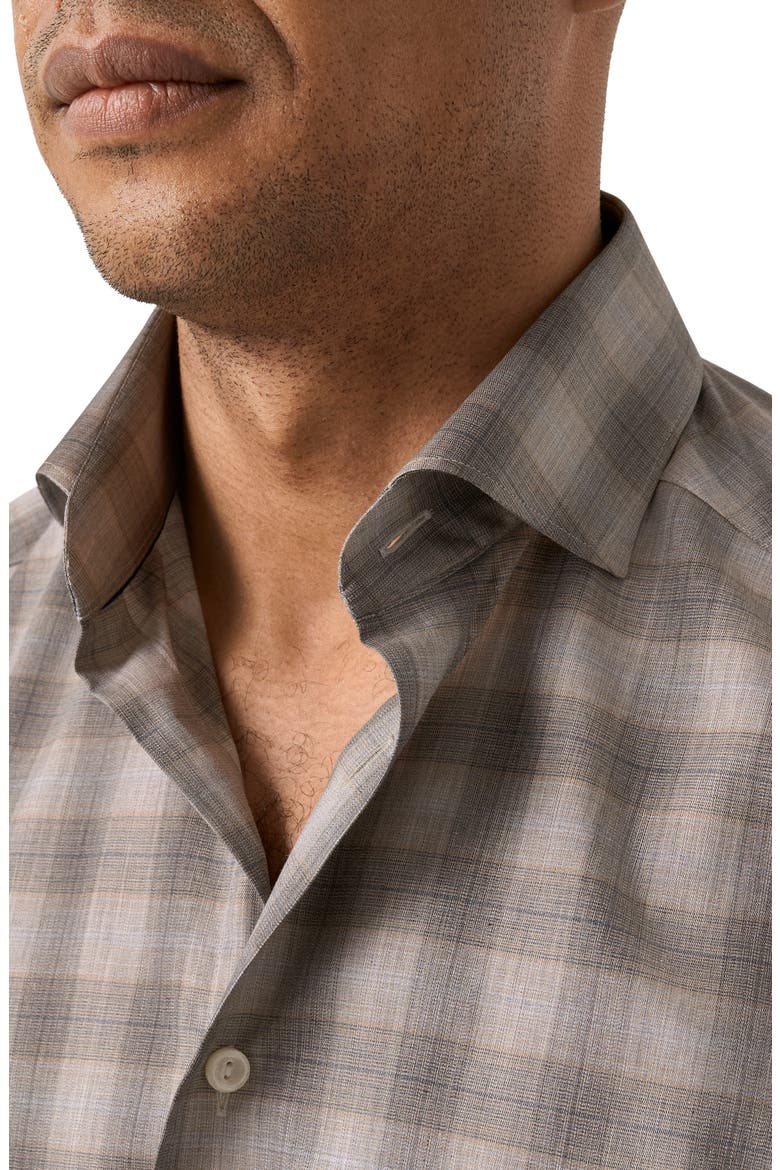 Slim Fit Bold Check Twill Button-Up Shirt, Alternate, color, LIGHT BEIGE