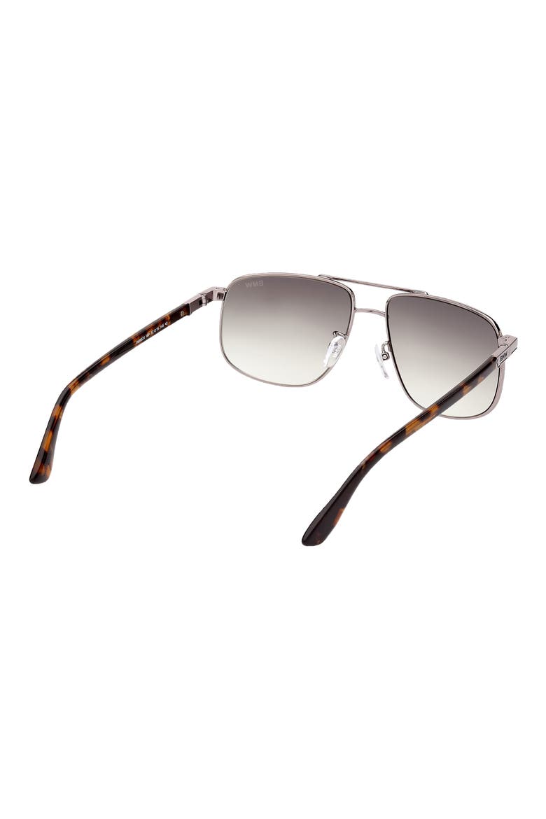 57mm Square Sunglasses, Alternate, color, SHINY PALLADIUM/ GRADIENT GRN