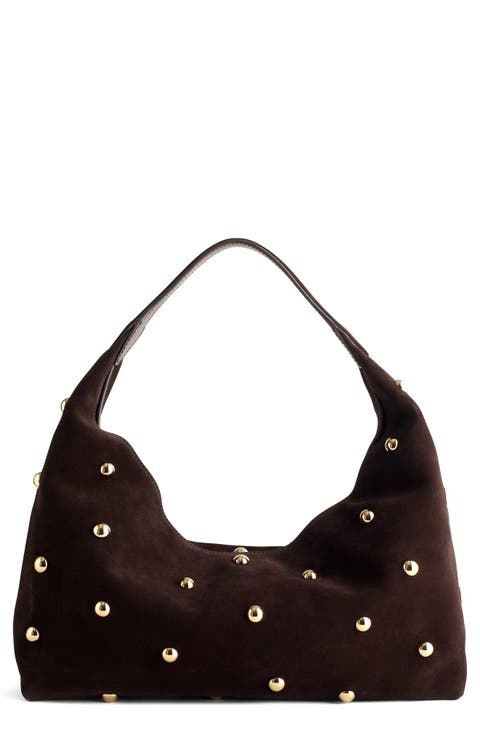 The Mylie Studded Suede Shoulder Bag
