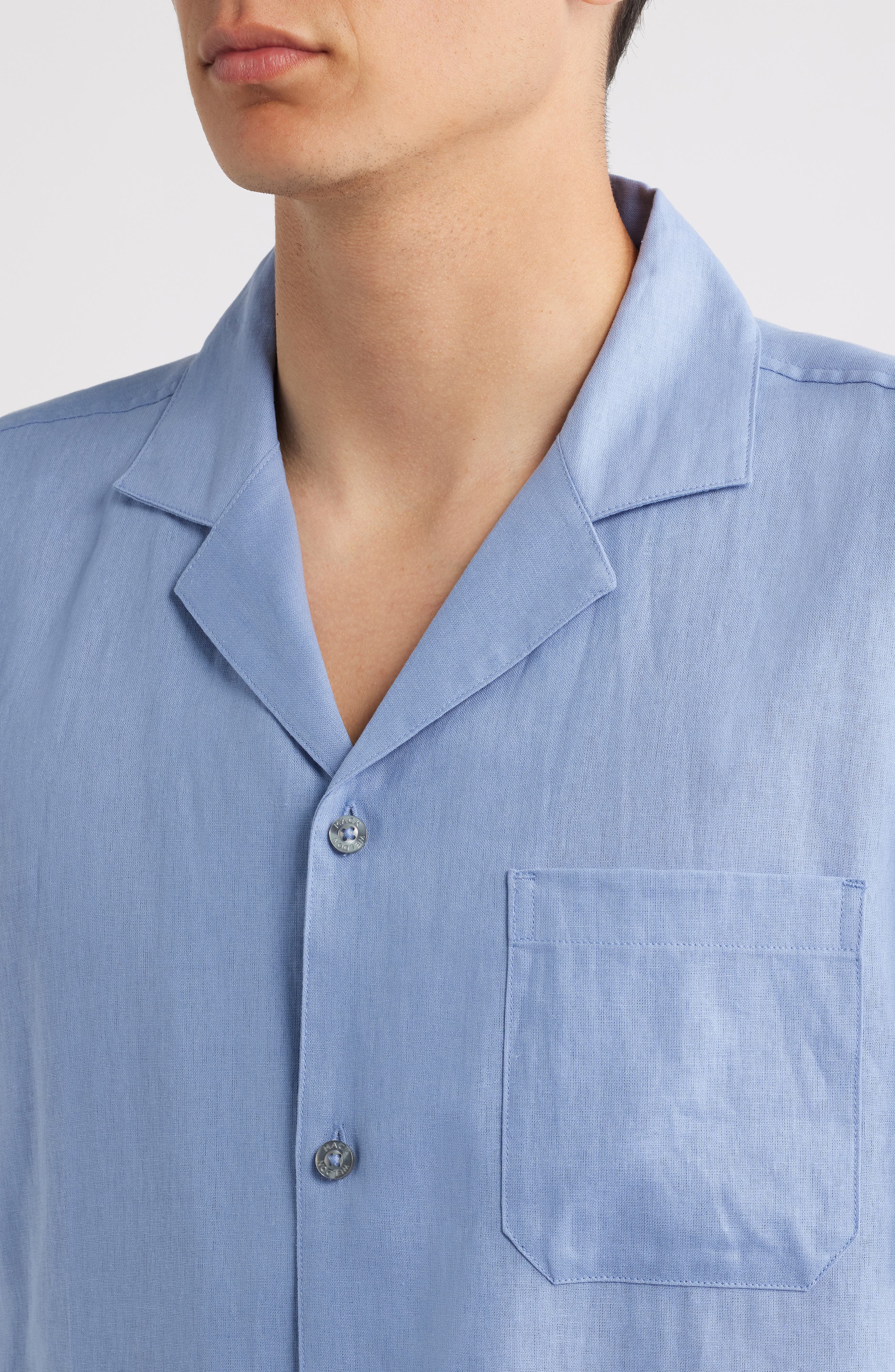Mack Weldon Relaxed Fit Linen Camp Shirt (Men) | Nordstrom