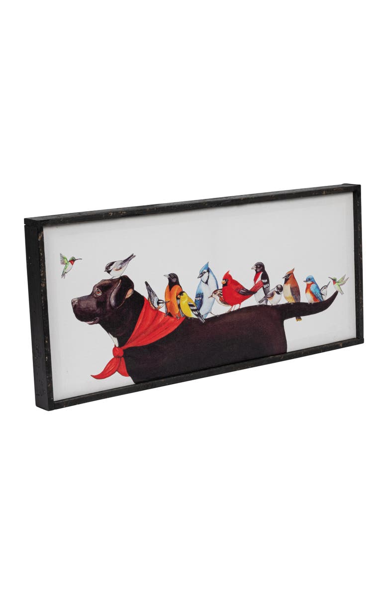 Storied Home Framed Wall Decor with Birds on Dog, Main, color, White
