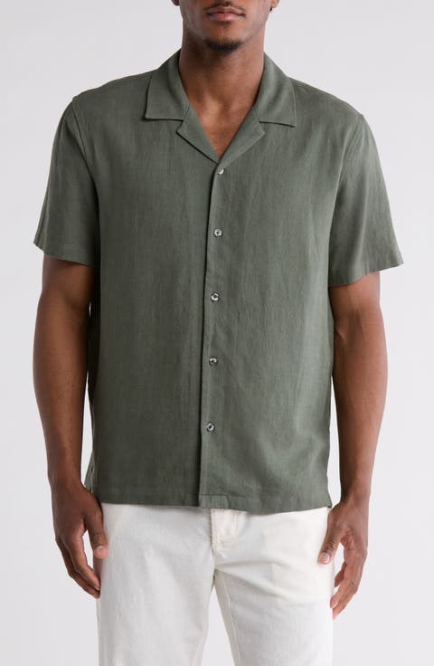 Linen Blend Camp Shirt