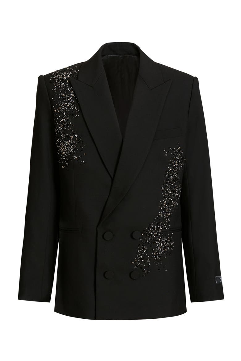 Wool blazer with "Sand Effect Amethyst" embroidery, Alternate, color, black