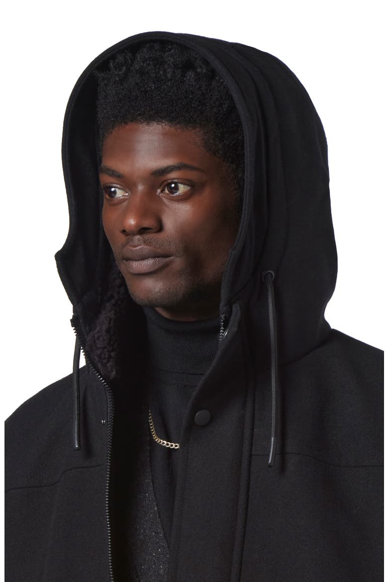 Palmer Melton Hooded Jacket, Alternate, color, BLACK