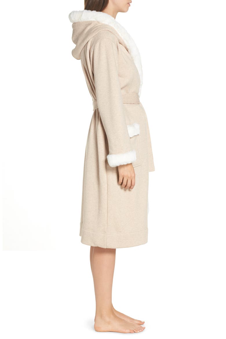 Duffield II Deluxe Faux Fur Trim Robe, Alternate, color, OATMEAL HEATHER