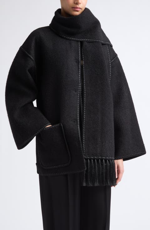 Chain Stitch Wool Blend Scarf Jacket