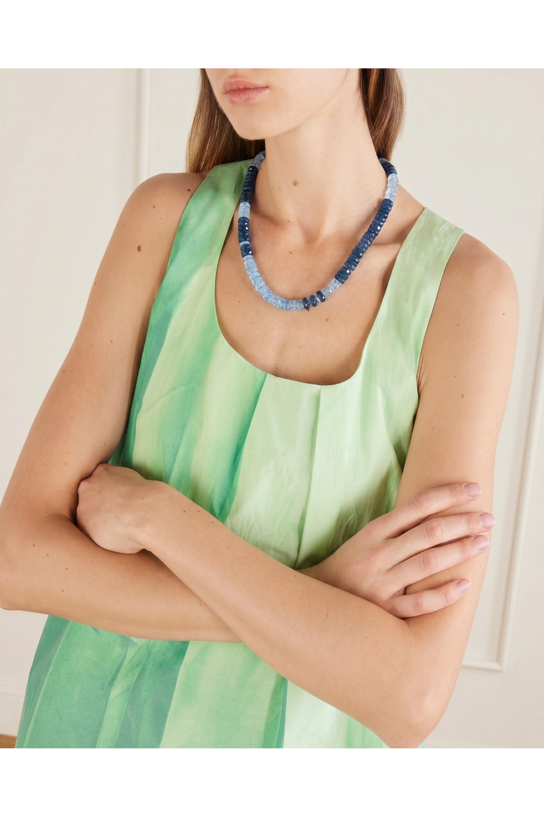 Faceted Gemstone Necklace - Topaz and Dark Blue Quartz, Alternate, color, 17-19"