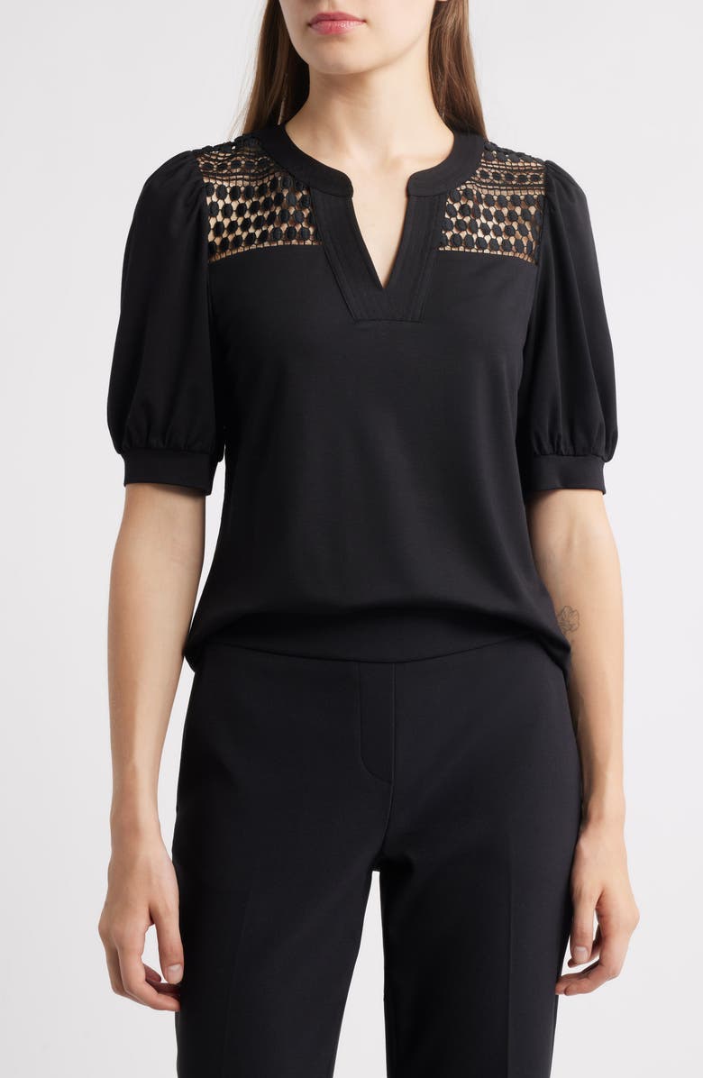 Anne Klein Harmony Lace Inset Top, Main, color, 