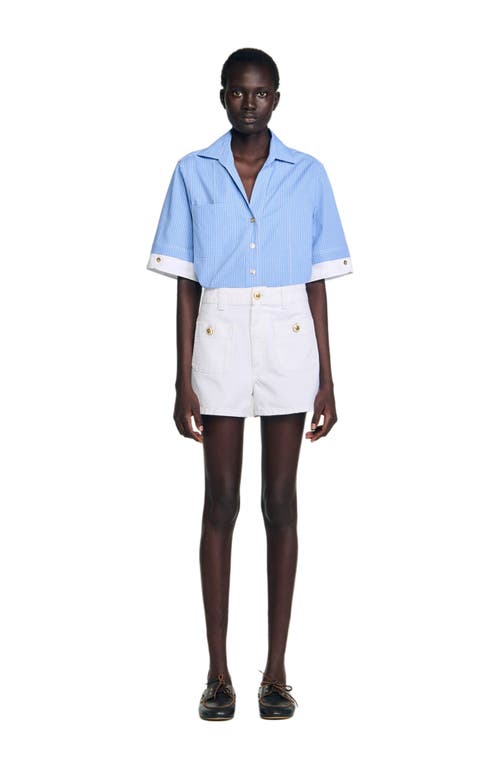 Sandro High Waist Denim Shorts In White