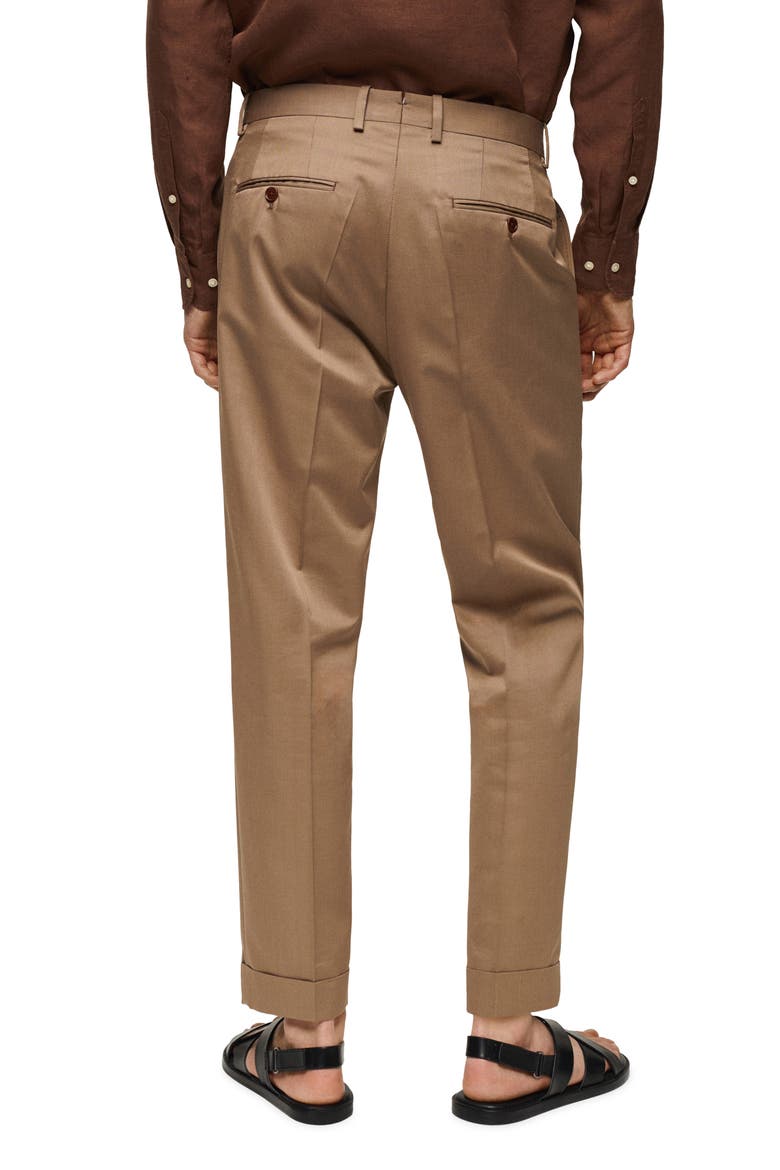 Slim Fit Virgin Wool & Cotton Pants, Alternate, color, BROWN