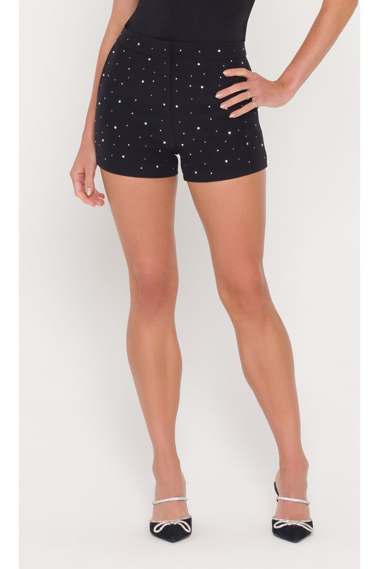 Theo Crystal Crepe Shorts, Main, color, Black