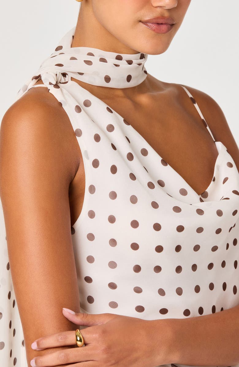 ASTR the Label Adrie Polka Dot Asymmetric Scarf Neck Top, Alternate, color, Cream Polka Dot