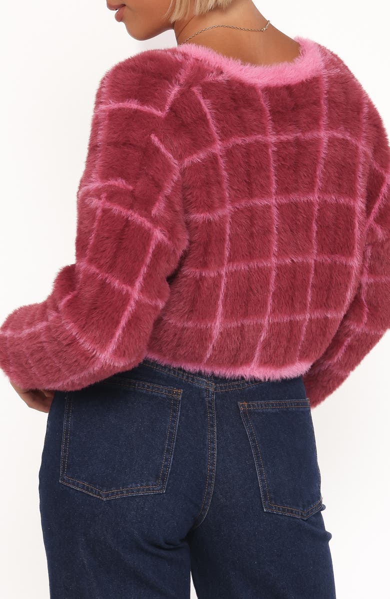 Petal & Pup Viola Brushed Plaid Cardigan, Alternate, color, Burgundy